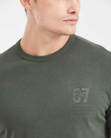 Men's Classic Fit Crew Neck T-Shirt with Small Graphic in Cotton - Green 642G026 - 3
