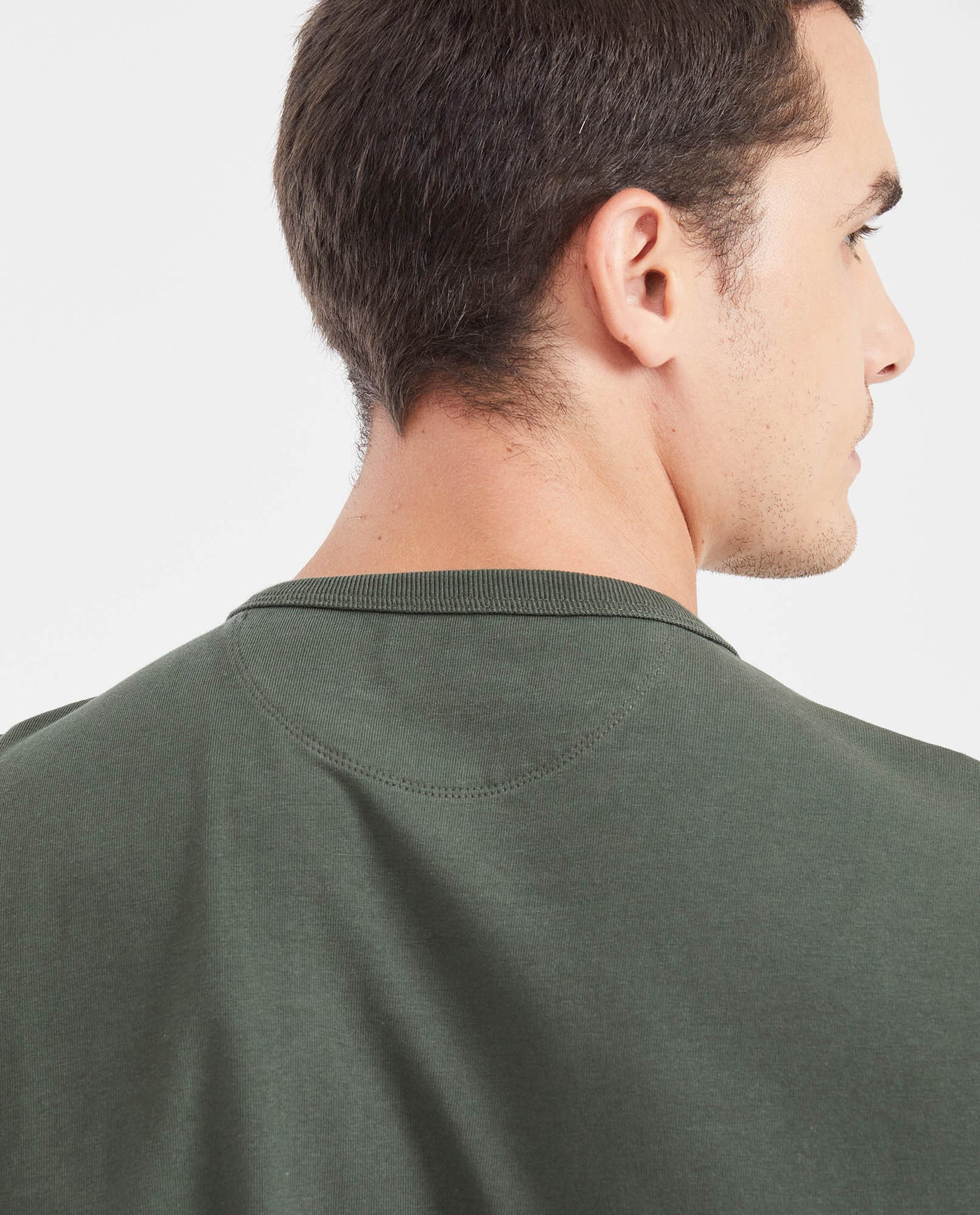 Men's Classic Fit Crew Neck T-Shirt with Small Graphic in Cotton - Green 642G026 - 5