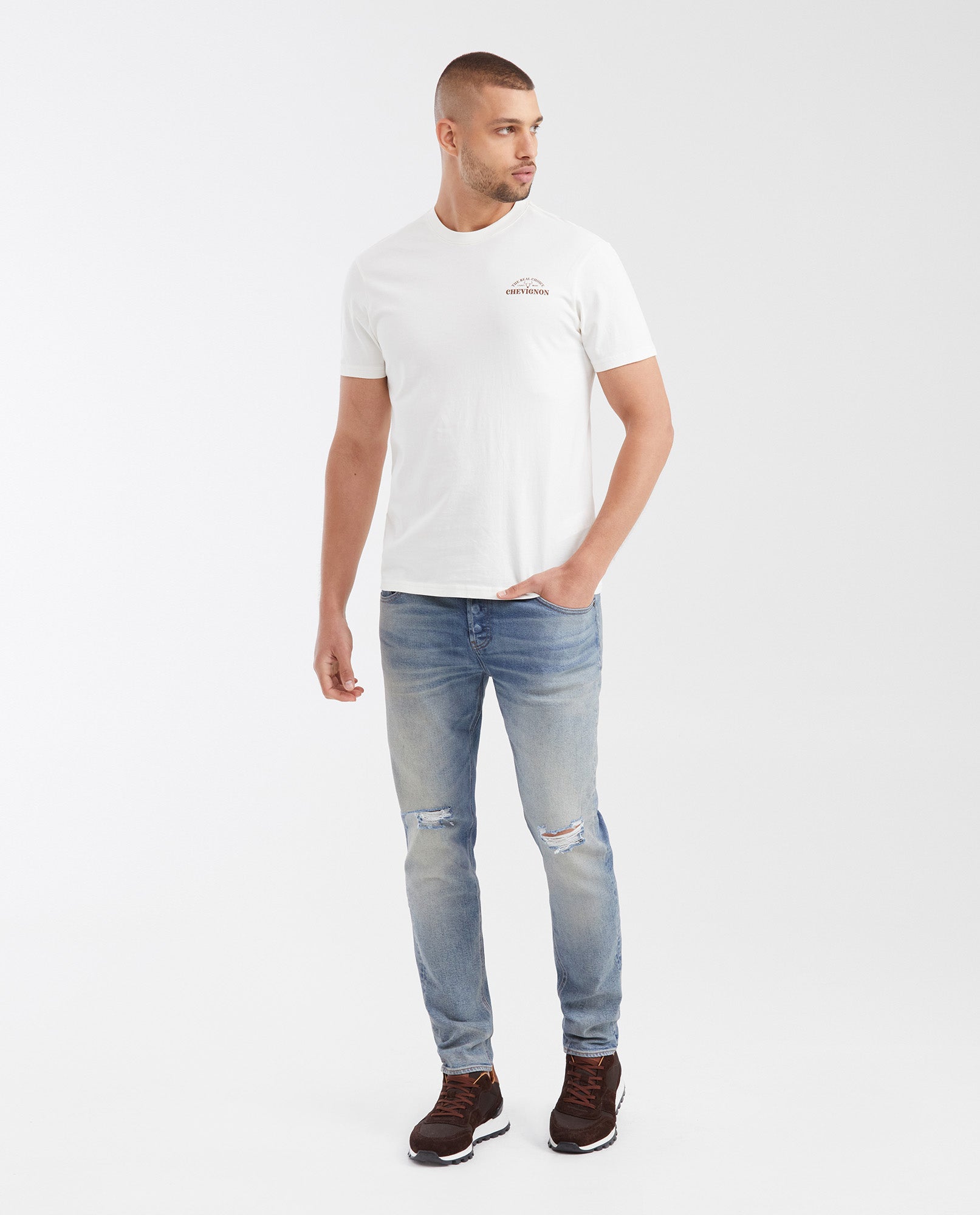 Slim Fit Round Neck T-Shirt with Prints for Men - Raw 642G027 - 2