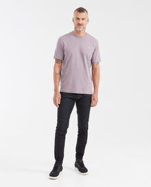 Men's Basic Slim Fit T-shirt with Round Neck in Double Knit Cotton - Purple - 2