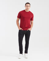 Camiseta Básica Slim Fit Cuello Redondo en Algodón Doble Punto para Hombre - Red 63_642G040_ROJ191650_3