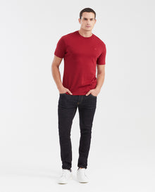 Camiseta Básica Slim Fit Cuello Redondo en Algodón Doble Punto para Hombre - Red 63_642G040_ROJ191650_3