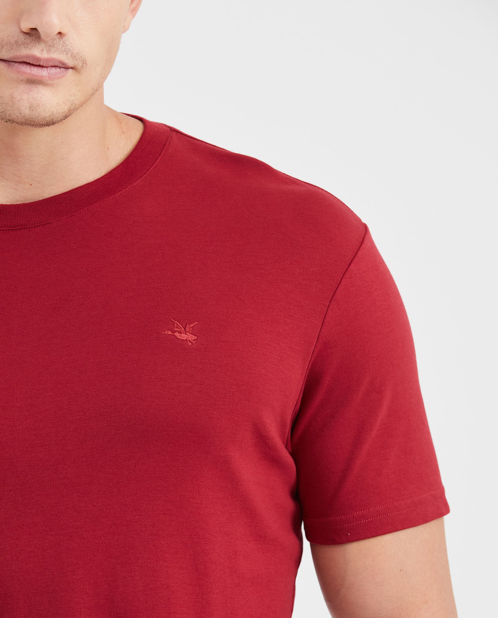 Camiseta Básica Slim Fit Cuello Redondo en Algodón Doble Punto para Hombre - Red 63_642G040_ROJ191650_4