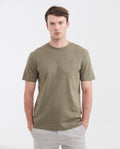 Camiseta Básica Slim Fit Cuello Redondo en Algodón Doble Punto para Hombre - Green 63_642G040_VER180521_0