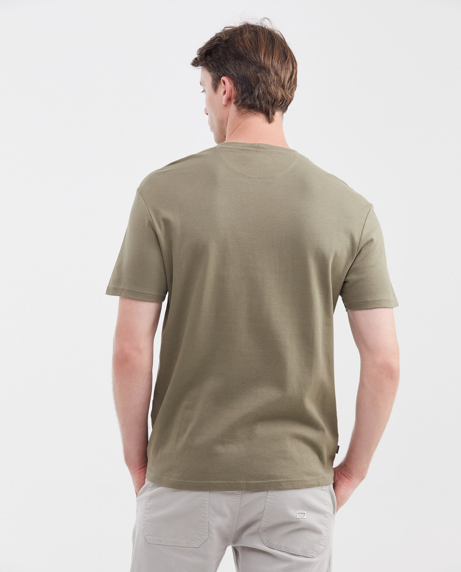 Camiseta Básica Slim Fit Cuello Redondo en Algodón Doble Punto para Hombre - Green 63_642G040_VER180521_6