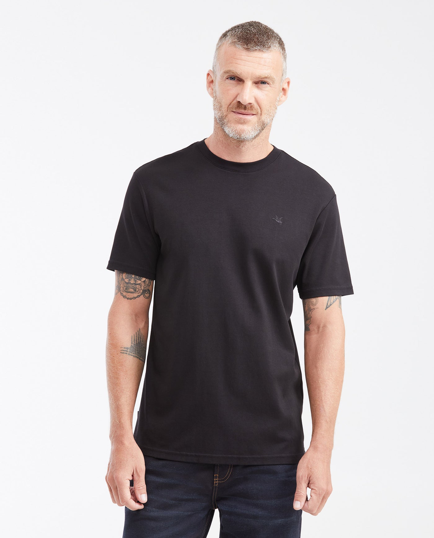 Slim Fit Cotton T-Shirt with Water-Repellent Finish for Men - Black 642G041 - 1
