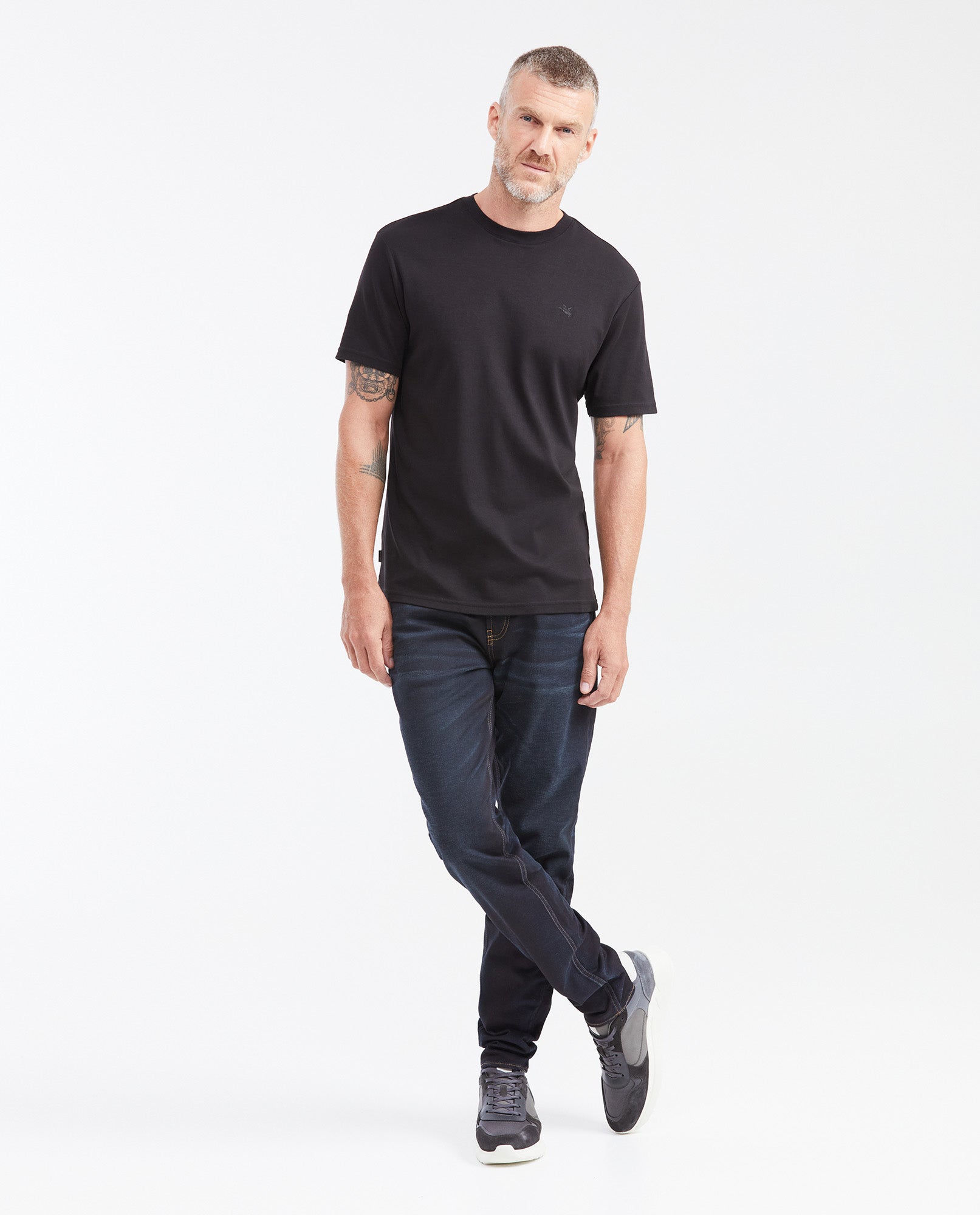 Slim Fit Cotton T-Shirt with Water-Repellent Finish for Men - Black 642G041 - 2