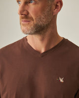 Men´s Slim V-Neck T-shirt - Brown 63_642H000_CAF190916_5