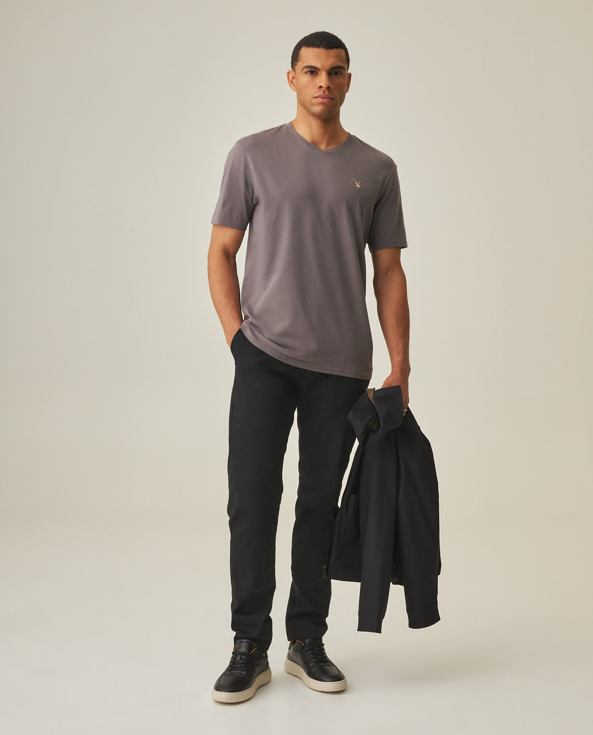 Men´s Slim V-Neck T-shirt - Gray 63_642H000_GRI185203_3