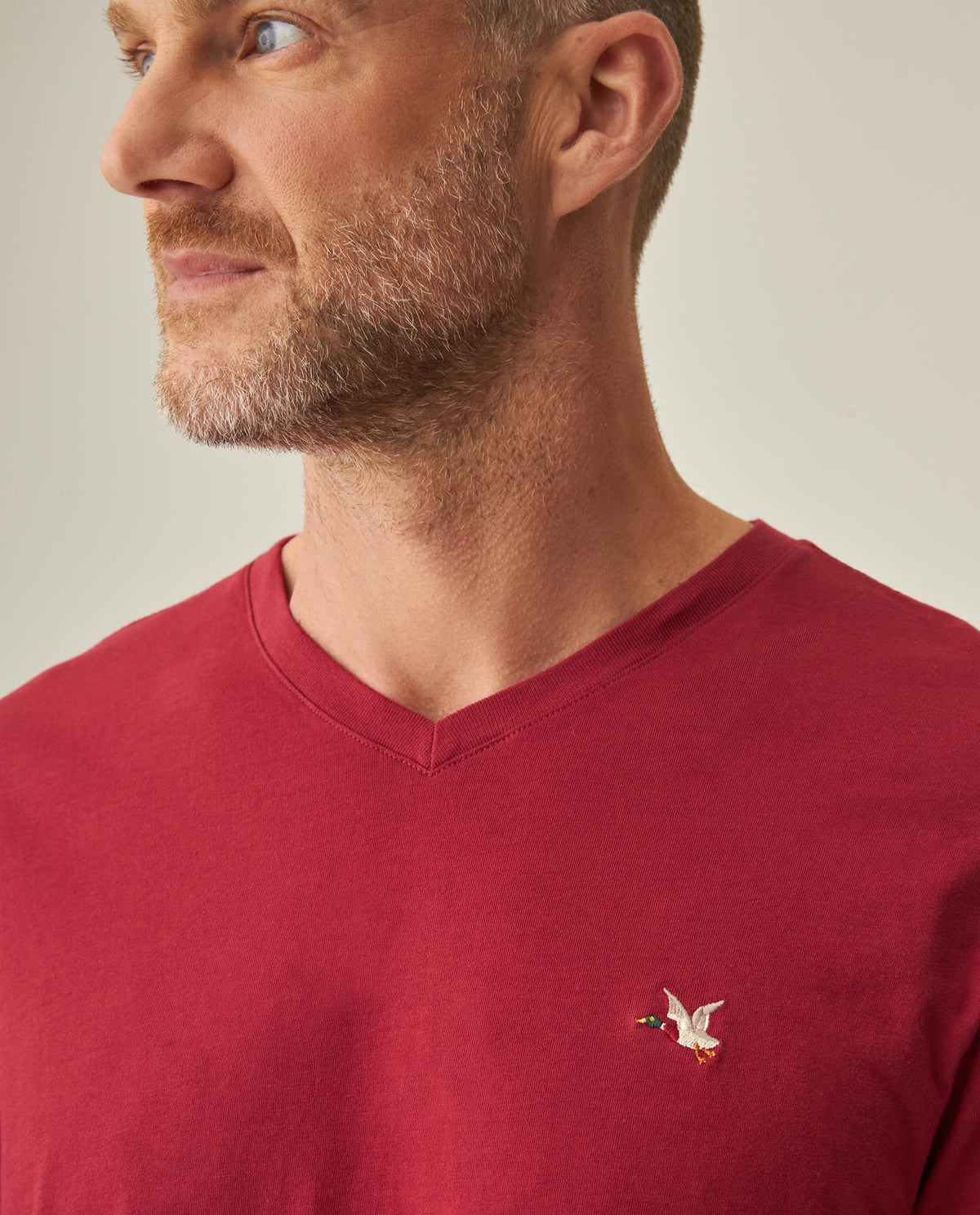 Men´s Slim V-Neck T-shirt - Red 63_642H000_ROJ191652_5