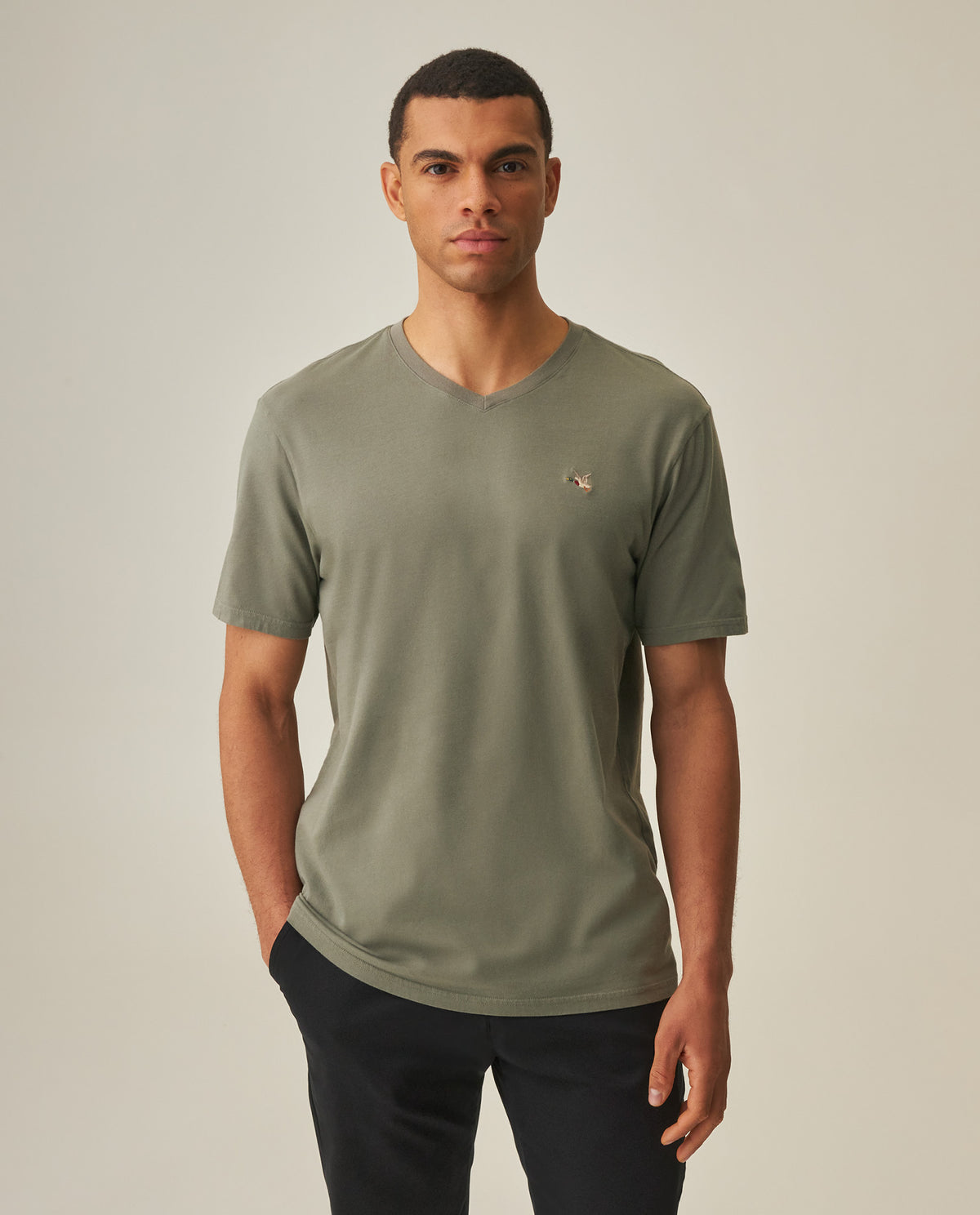 Men´s Slim V-Neck T-shirt - Green 63_642H000_VER185806_0