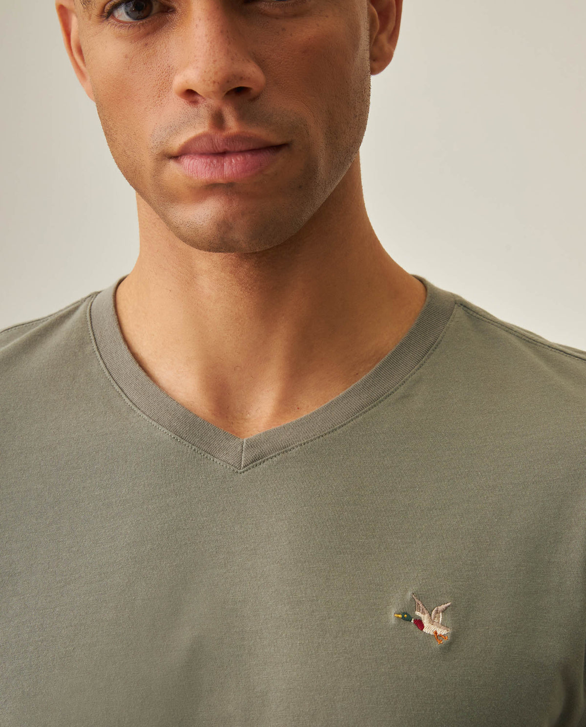 Men´s Slim V-Neck T-shirt - Green 63_642H000_VER185806_5