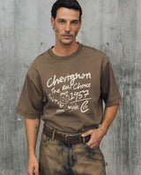 Mens Oversized Typographic Print Tee - Special Collection - Brown 63_642H202_CAF181015_0