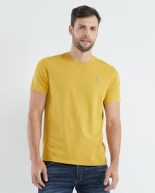 Men's Basic T-Shirt, Slim Fit Crew Neck - 100% Cotton - Yellow 649D001 - 1