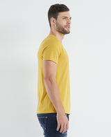 Men's Basic T-Shirt, Slim Fit Crew Neck - 100% Cotton - Yellow 649D001 - 2