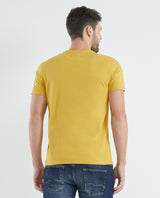 Men's Basic T-Shirt, Slim Fit Crew Neck - 100% Cotton - Yellow 649D001 - 3
