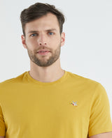 Men's Basic T-Shirt, Slim Fit Crew Neck - 100% Cotton - Yellow 649D001 - 4