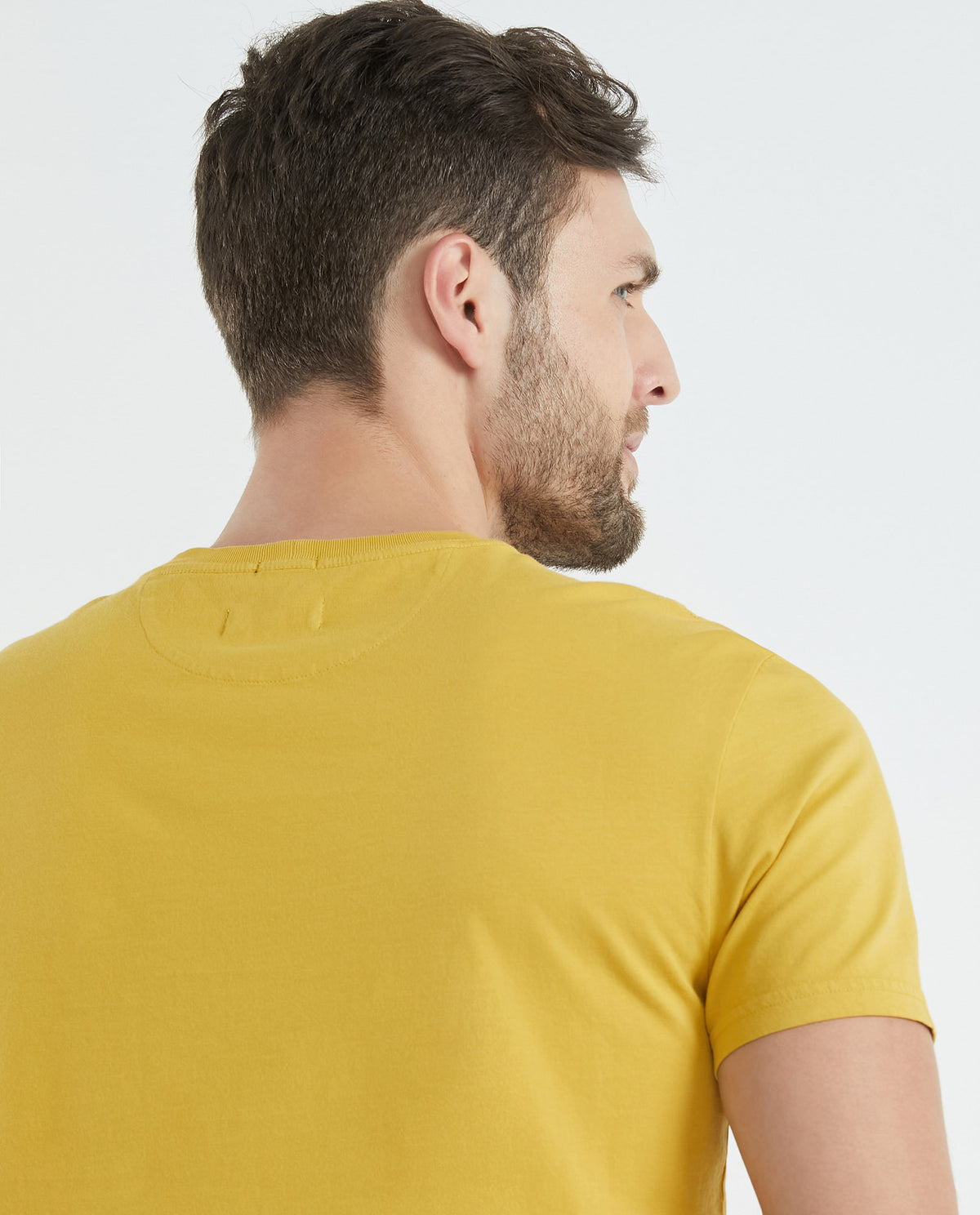 Men's Basic T-Shirt, Slim Fit Crew Neck - 100% Cotton - Yellow 649D001 - 5