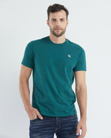 Men's Basic T-Shirt, Slim Fit Crew Neck - 100% Cotton - Green 649D001 - 1