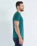 Men's Basic T-Shirt, Slim Fit Crew Neck - 100% Cotton - Green 649D001 - 2