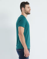 Men's Basic T-Shirt, Slim Fit Crew Neck - 100% Cotton - Green 649D001 - 2