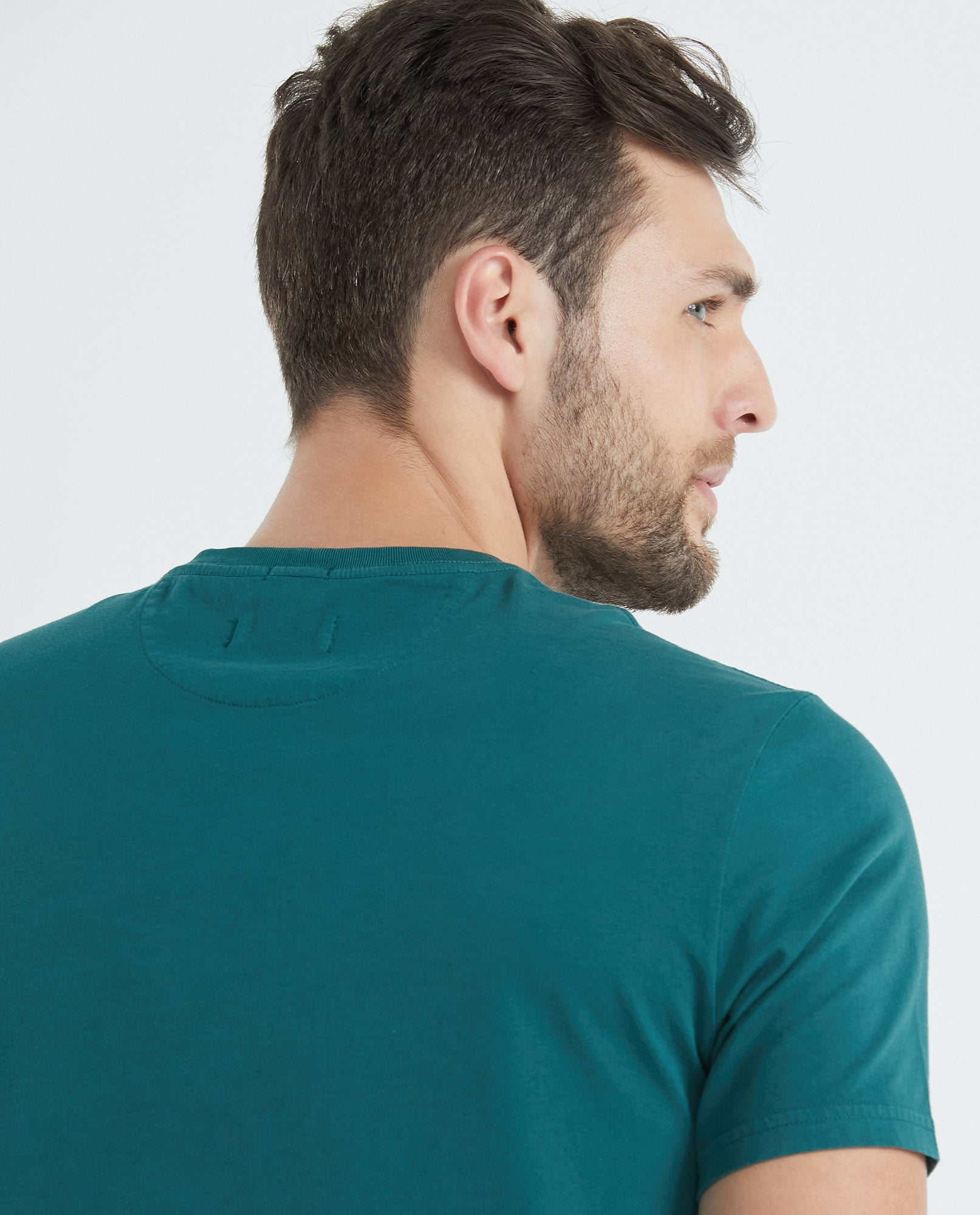 Men's Basic T-Shirt, Slim Fit Crew Neck - 100% Cotton - Green 649D001 - 5