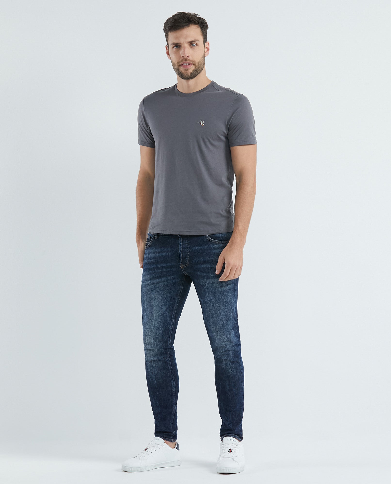 Men's Slim Fit T-Shirt Color Duck Embroidery in Cotton - 6