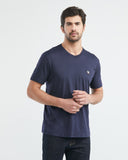 SLIM FIT V-NECK BASIC TEE IN BLUE