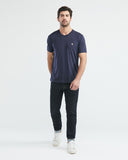 SLIM FIT V-NECK BASIC TEE IN BLUE