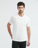 SLIM FIT V-NECK BASIC TEE IN WHITE