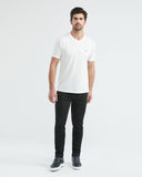 SLIM FIT V-NECK BASIC TEE IN WHITE