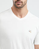 SLIM FIT V-NECK BASIC TEE IN WHITE