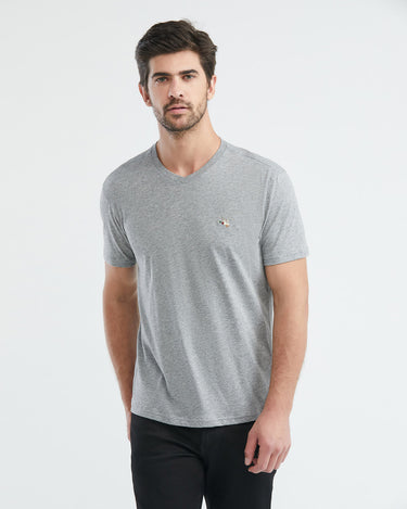 SLIM FIT V-NECK BASIC TEE IN GRAY