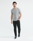 SLIM FIT V-NECK BASIC TEE IN GRAY