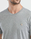 SLIM FIT V-NECK BASIC TEE IN GRAY