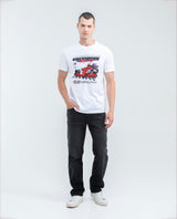 Men's Graphic T-Shirt, Slim Fit - Printed with Racing Car and Typography - White 649F900 - 2