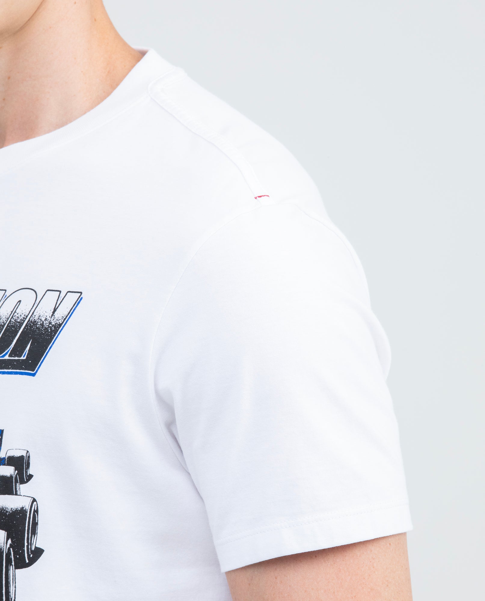 Men's Graphic T-shirt, Slim Fit - Printed with Racing Car and Typography - White - 5