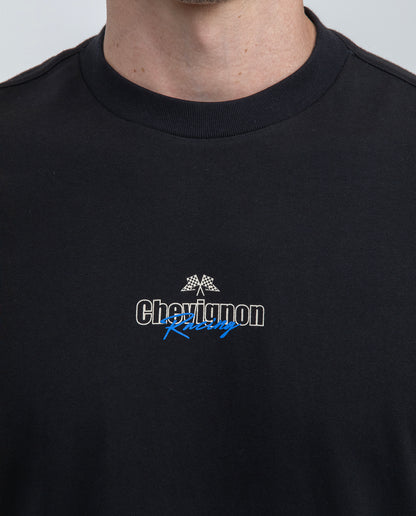 Men's Graphic T-shirt, Slim Fit - Front Print Chevignon Racing - Black - 3
