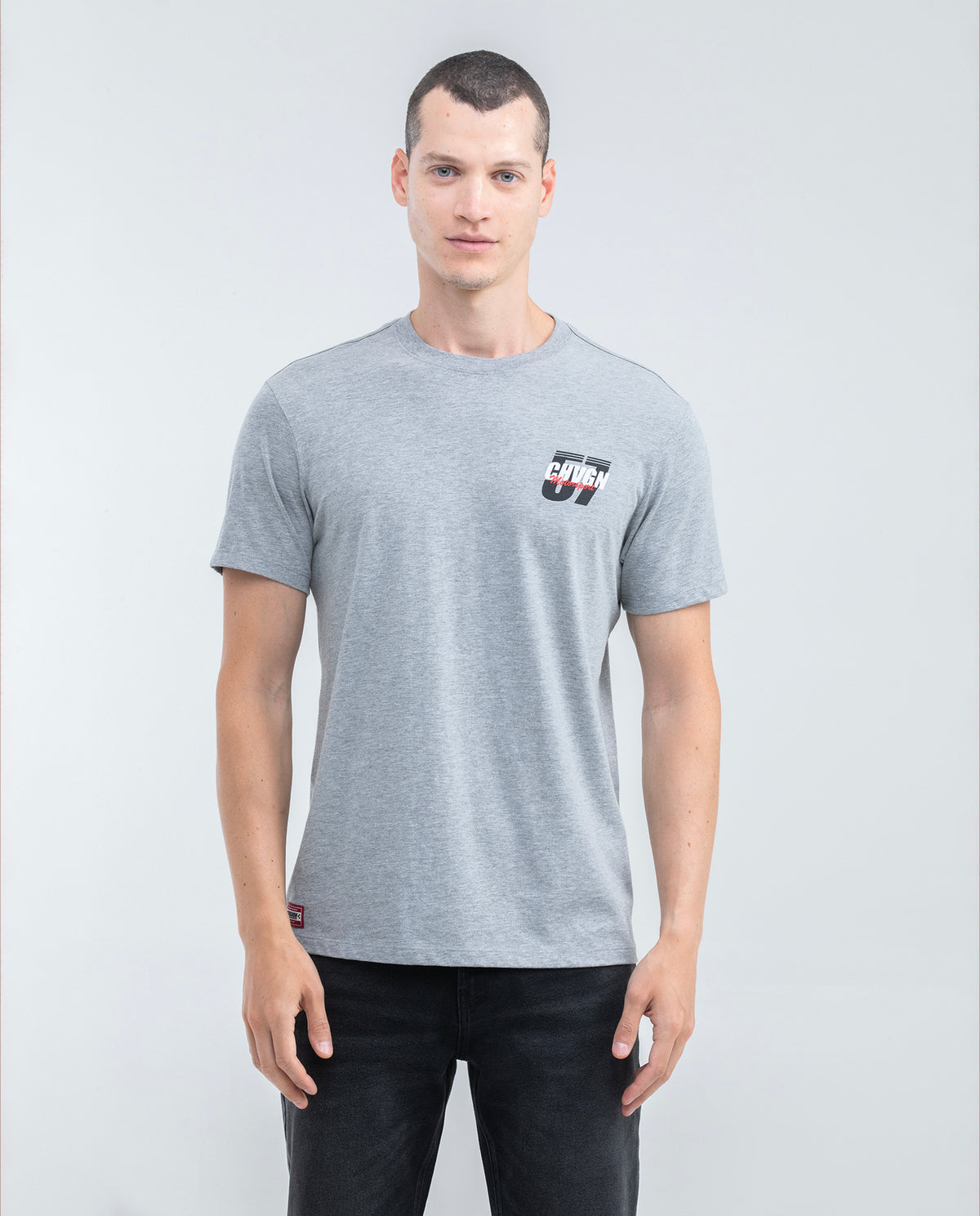 Men's Slim Fit Racing T-Shirt Front-Back Graphics Red Shoulder Details 100% Cotton - 1