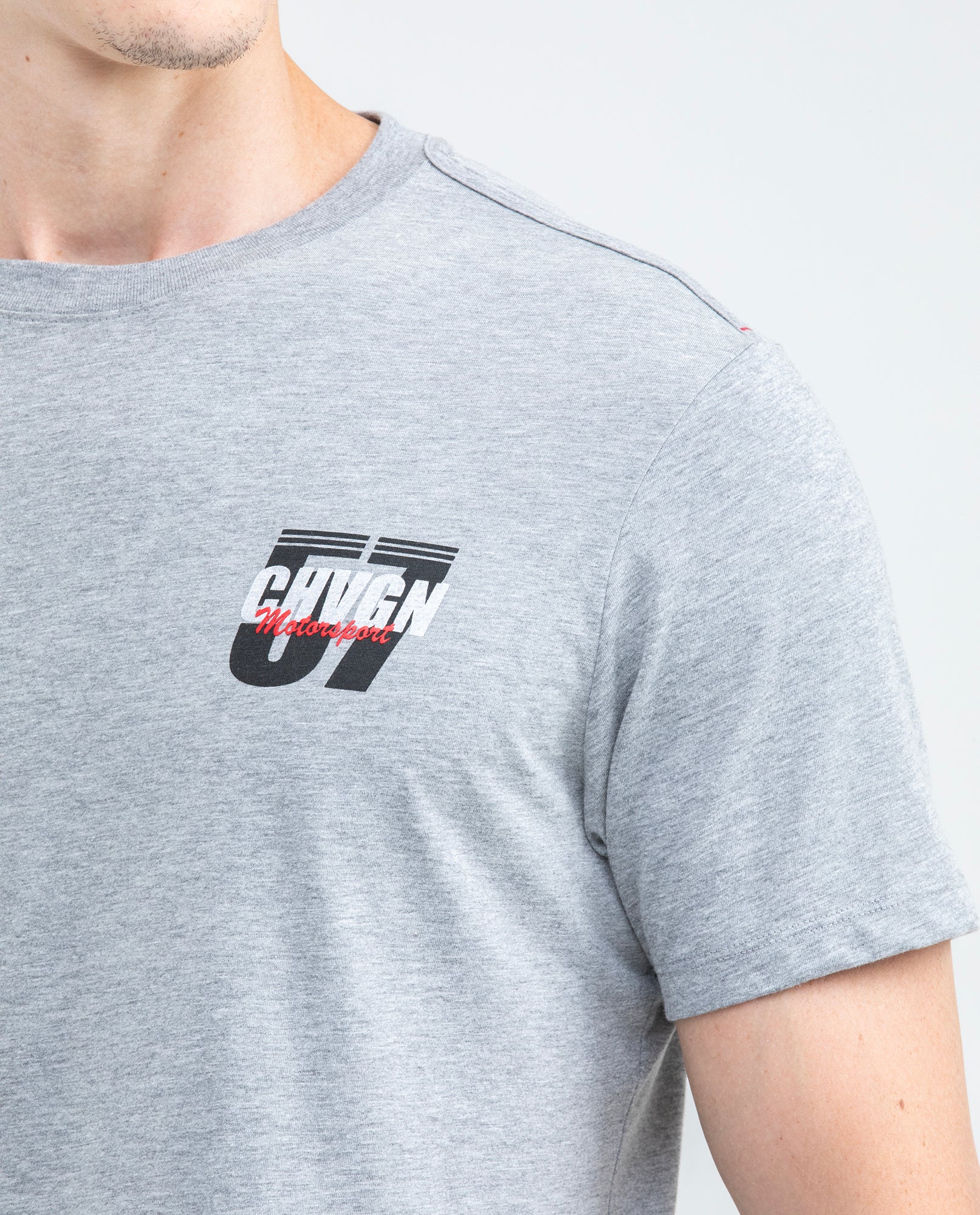 Men's Graphic T-shirt, Slim Fit - Chevignon Racing Graphics on Front and Back - Gray - 3