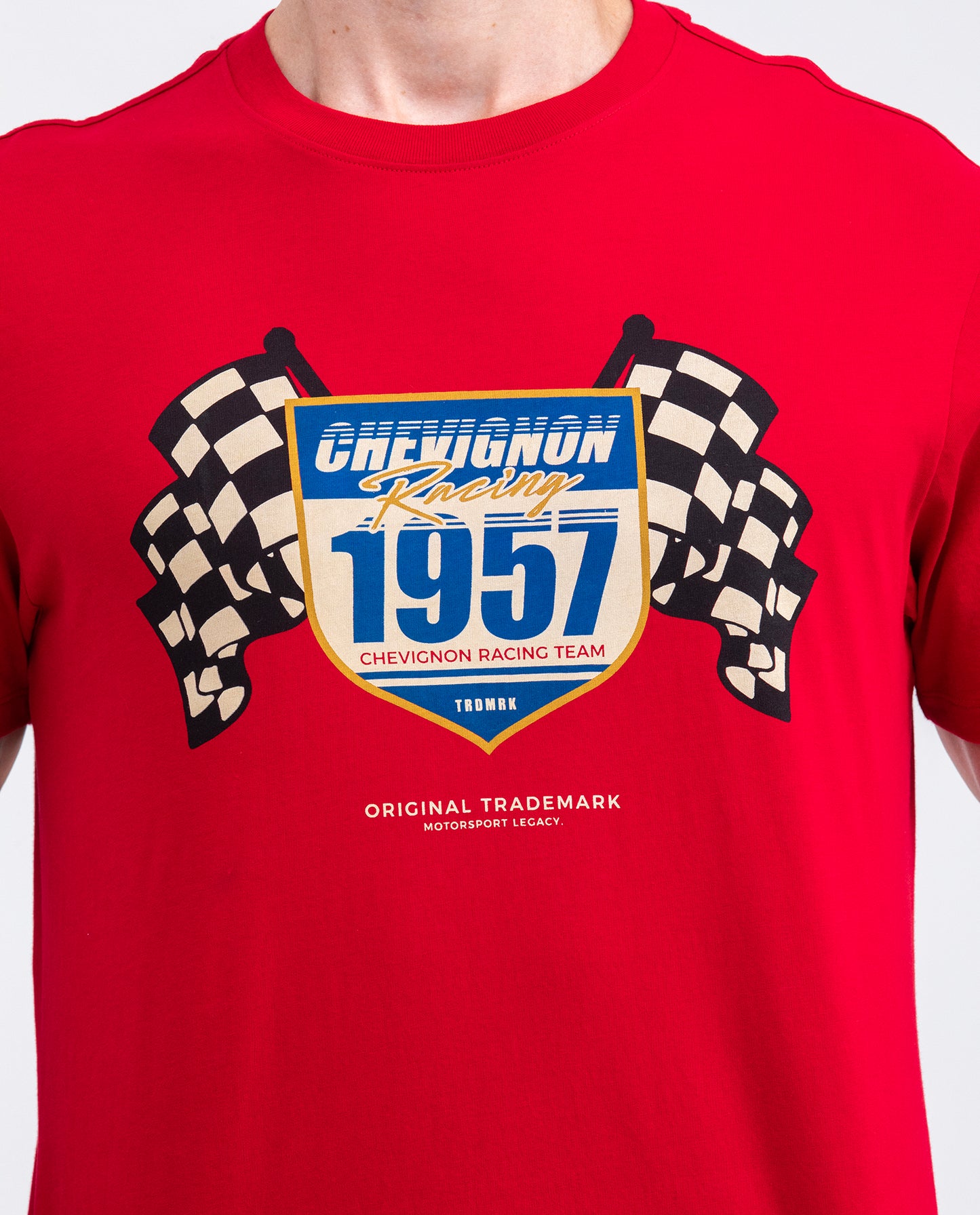 Men's Graphic T-shirt, Slim Fit - Shield and Flags Print - Red - 3