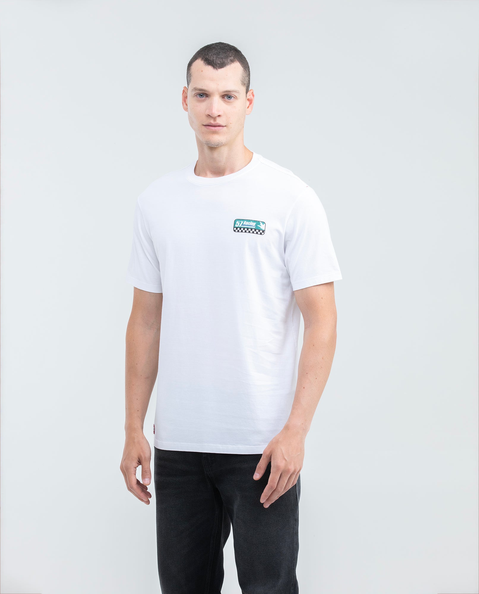 Men's Graphic T-shirt, Classic Fit - Chevignon Racing Graphics on Front and Back - White - 1