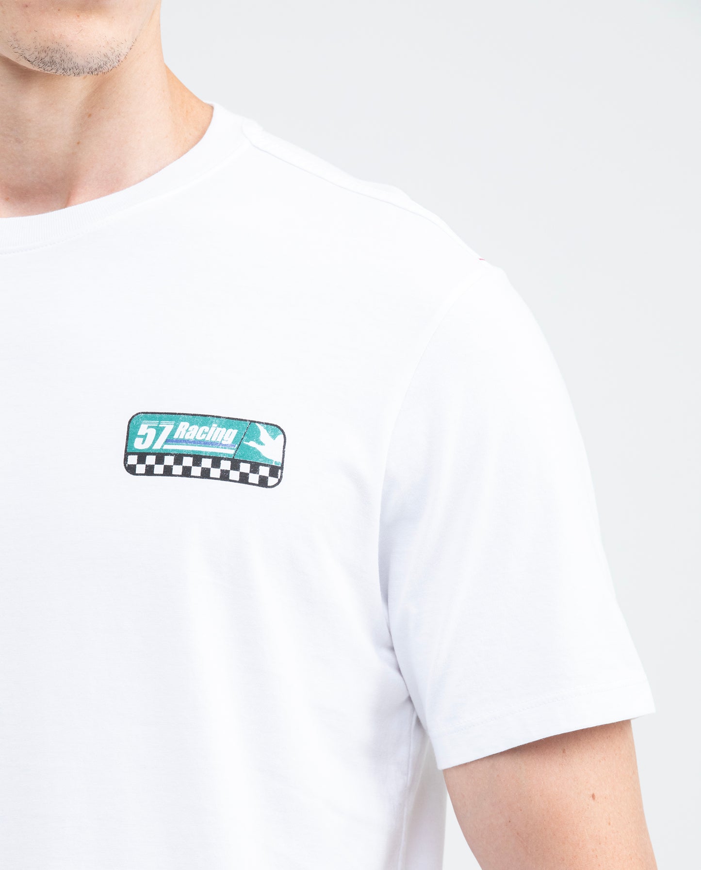 Men's Graphic T-shirt, Classic Fit - Chevignon Racing Graphics on Front and Back - White - 3