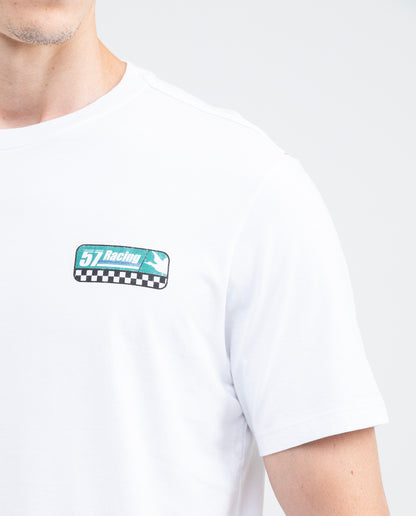 Men's Graphic T-shirt, Classic Fit - Chevignon Racing Graphics on Front and Back - White - 3