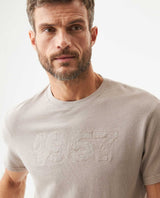 Men's Slim Fit Textured T-shirt in Cotton, Seafarer - 4