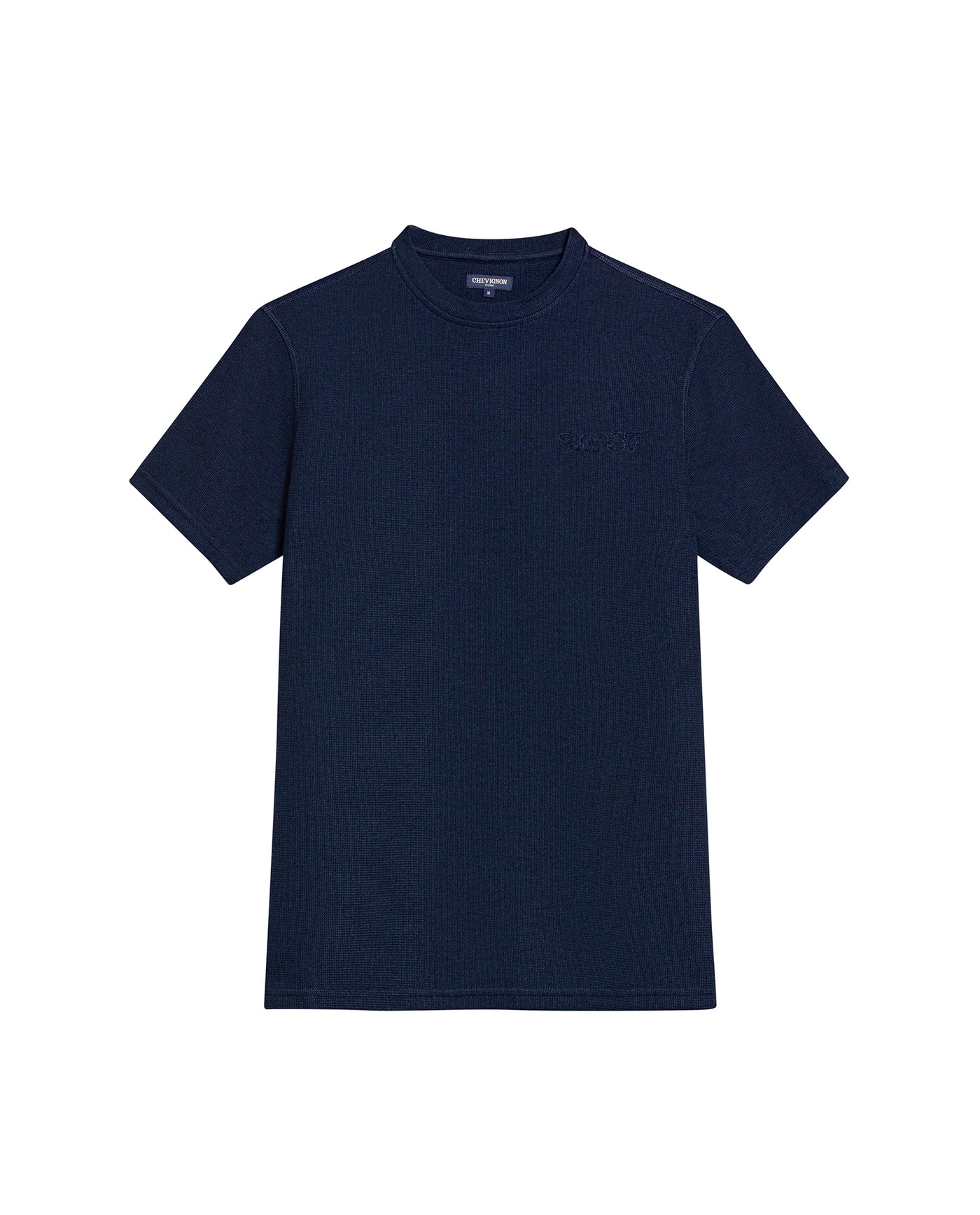 Men's Textured Slim Fit T-shirt in Cotton-Polyester Blend, Dockside - 1