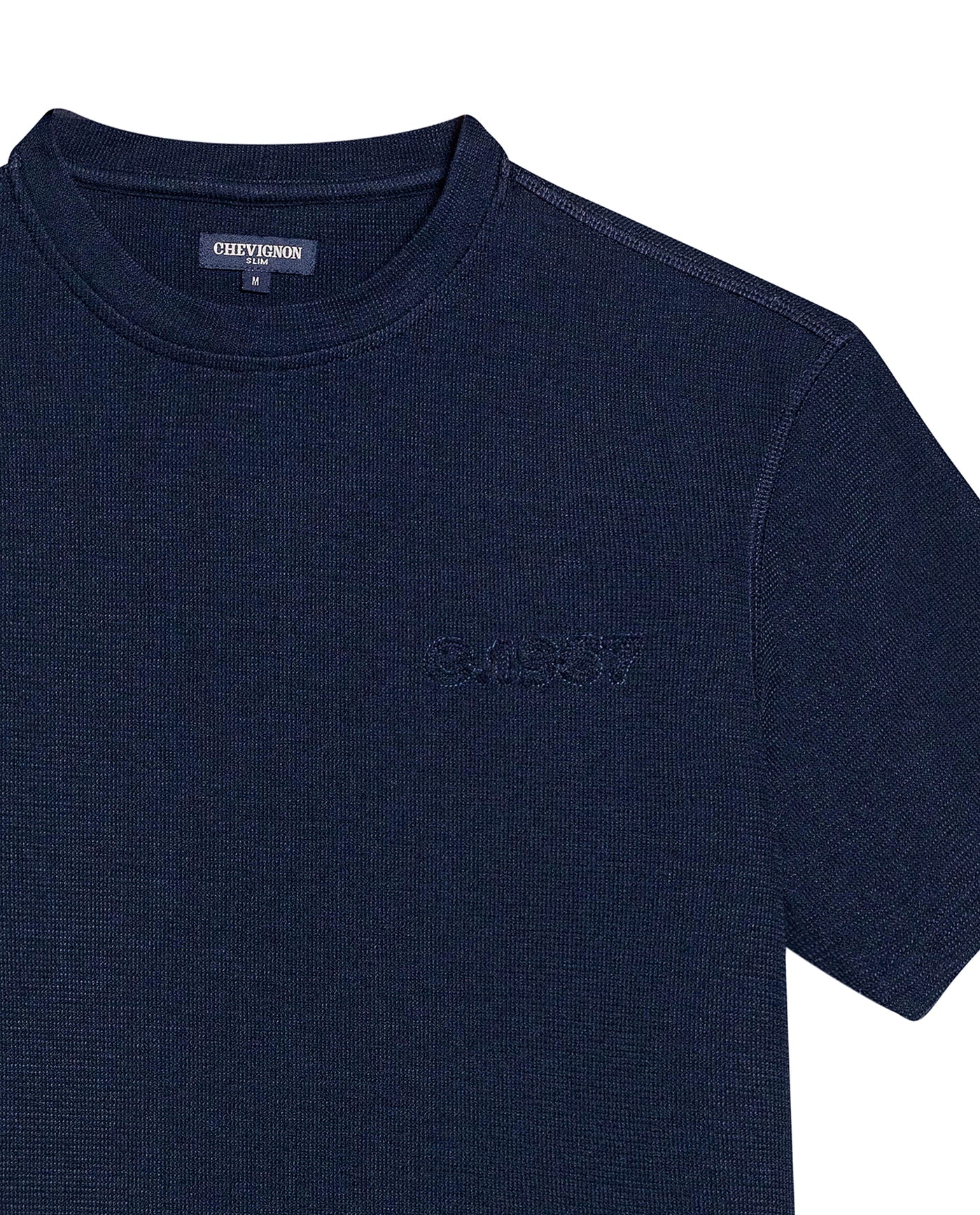 Men's Textured Slim Fit T-shirt in Cotton-Polyester Blend, Dockside - 7