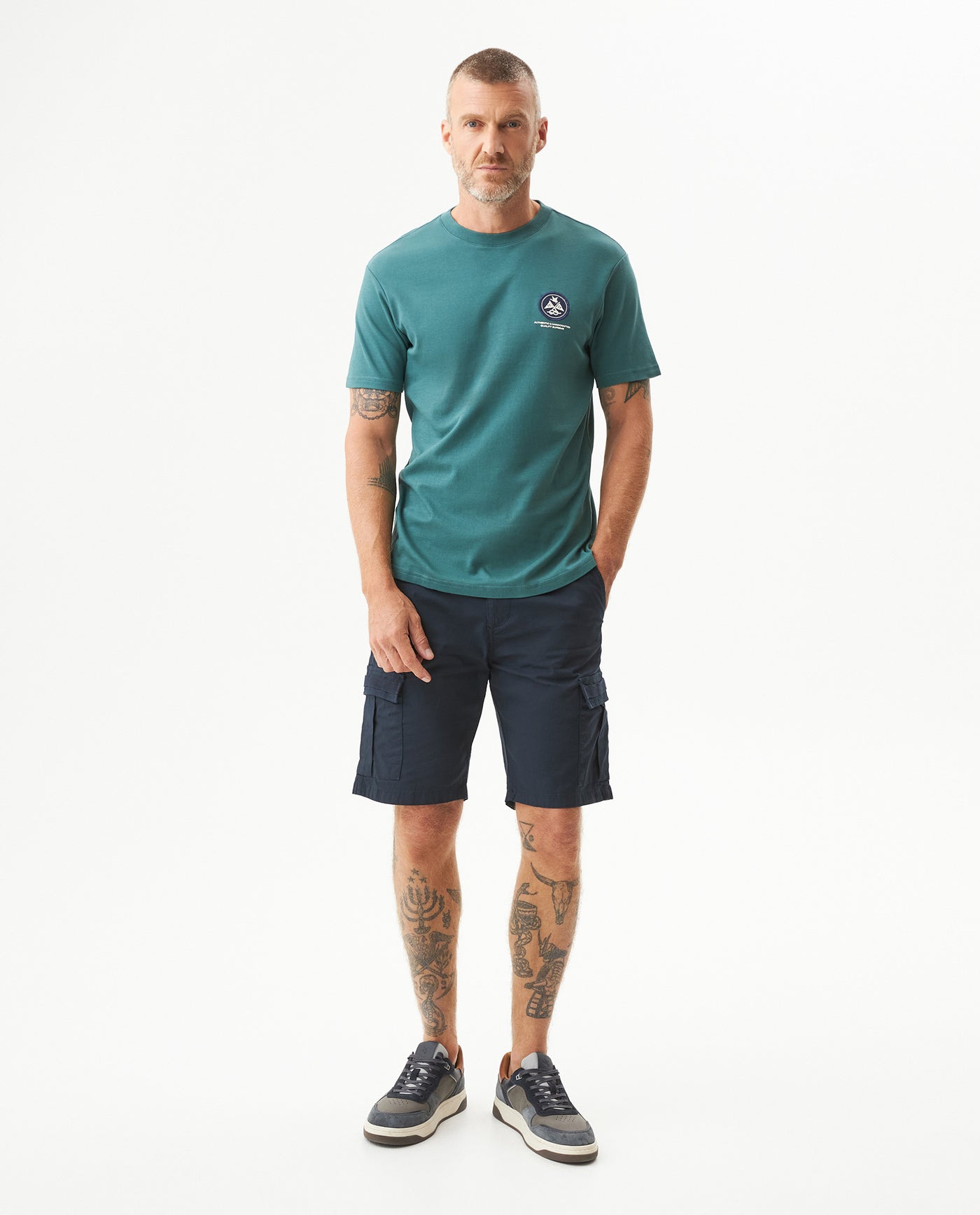 Men's Slim Fit Short Sleeve T-shirt in Cotton, Sailor - 3