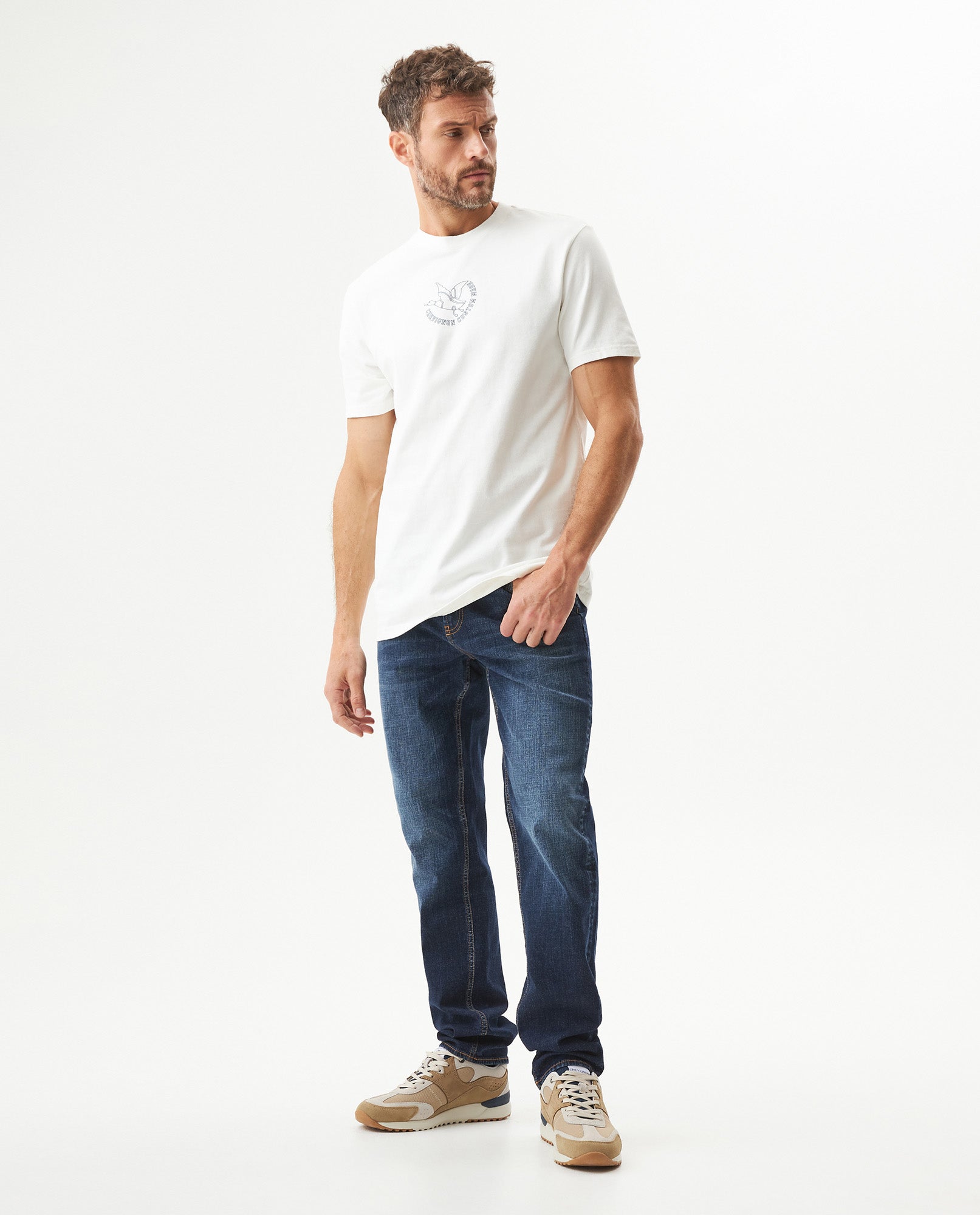 Men's Classic Fit Short Sleeve T-shirt in Cotton Stretch Blend, Jetty - 3