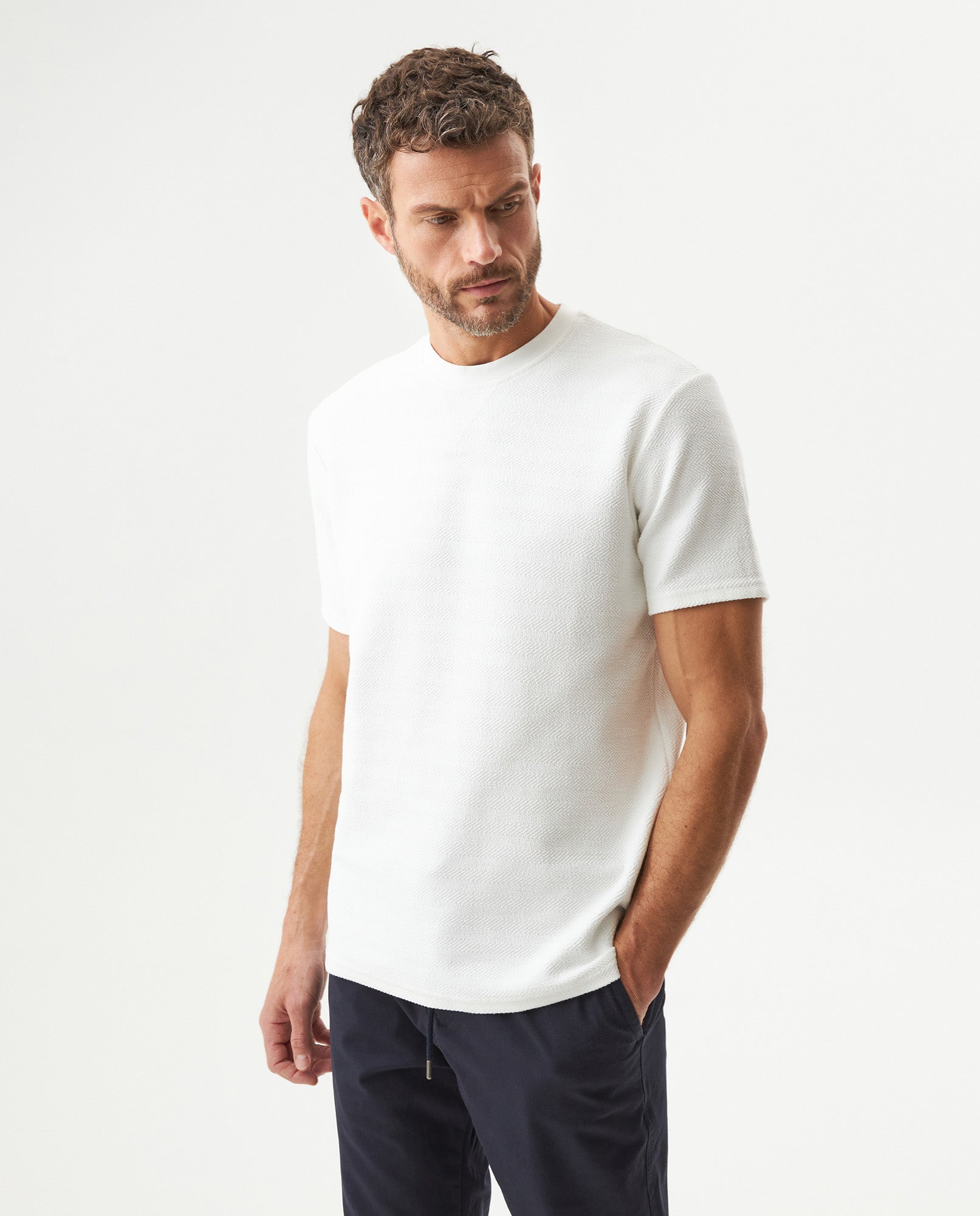 Men's Classic Fit T-shirt in Cotton Stretch Blend, Seaport 649G014 - 1